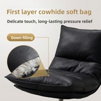 Fauteuil inclinable de style designer pour chambre à coucher, petit canapé, salon, balcon, en cuir de vachette pleine fleur, pivotant, de luxe léger, en acier inoxydable