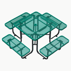 Ngoài trời mở rộng thép tròn vuông thương mại Dã Ngoại bảng với băng ghế bên ngoài Patio đồ nội thất hiện đại kim loại bàn ăn ghế - Product Image 3