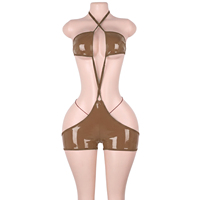 Ensembles de vêtements de danse exotique : shorts, bodys à bretelles en vinyle effet mouillé, culottes string, pour la pole dance, les spectacles sur scène et les tenues de club