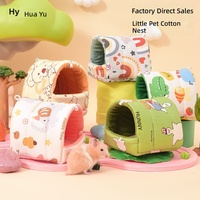 Nouveau FifiGo : Niche pour hamster style dessin animé, en forme de maison, toutes saisons, doublure en coton polaire, épaissie pour l'hiver, fournitures pour petits animaux