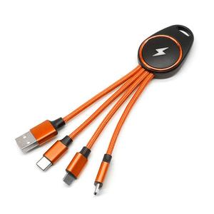 Chargeur <span class=keywords><strong>USB</strong></span> porte-clés personnalisable avec logo 5V/2A, nouveau cadeau promotionnel portable, <span class=keywords><strong>c</strong></span>âble tressé en nylon 3-en-1, porte-clés - Product Image 3