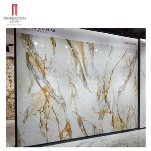 Pierre frittée pour mur TV moderne, dalle en porcelaine 1200*2400, Calacatta Gold, grandes dalles en porcelaine - Product Image 4
