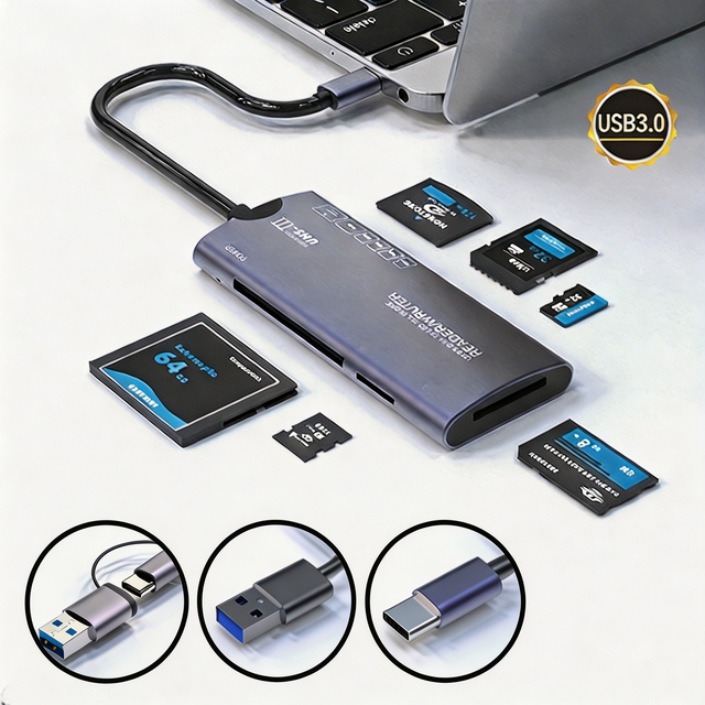 USB3.0 USB High Speed Multi-Function CF/SD/TF/XD/MS/M2 Card Reader Memory Card Reader External Phone and Computer Accessories
