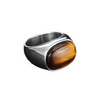 R0117-HK09 Bague Rétro pour Homme en Acier Titane, Style Tendance avec Œil Taillé Princesse, Simple et Personnalisé, en Acier Inoxydable