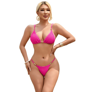 <span class=keywords><strong>Maillot</strong></span> de bain deux pièces style Ins, couleur unie, orné de perles, sexy, pour femme, idéal pour les petites et grandes poitrines, parfait pour les vacances à la plage. - Product Image 5