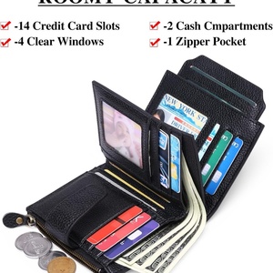 Factory RFID Blocking Card Holders <b>Ladies</b> Card Holder <b>Wallets</b> Purse Custom Zipper Genuine Leather <b>Wallet</b> Women - Product Image 2