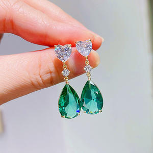 Pendientes de Cristal E1871 con Forma de Gota de Agua Azul Marino, Engaste de Garra, Joyería Clásica para Mujer, Estilo Fiesta - Product Image 3