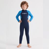 DIVESTAR Desain Khusus 2.5mm Neoprene Lengan Panjang Resleting Belakang Baju Selam Anak untuk Menyelam Snorkeling Berenang Surfing untuk Anak-Anak