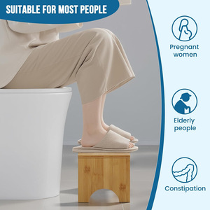 Four Directions Foldable Wooden Toilet <b>Stool</b> 7 Inch <b>Bathroom</b> Step For Elderly Children Portable Travel Use - Product Image 3