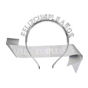 スペイン誕生日サッシヘッドバンド新ゴールドスライバーローズゴールドスペイン髪バンドショルダーバンド誕生日セットパーティーデコレーション - Product Image 6