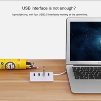 Hub USB 3.0 à 4 ports en aluminium réversible ultra-rapide OEM pour utilisation sur bureau mobile Certifié CE/FCC/ROHS Garantie de 12 mois