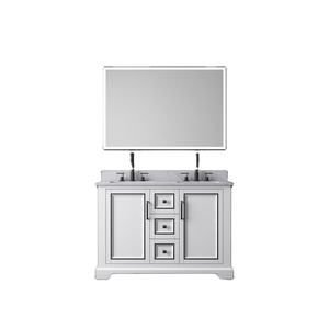 Meuble-lavabo de salle de bain luxueux en bois massif et contreplaqué avec double vasque en céramique, finition résistante à l'eau, écologique, durable, fabriqué au Vietnam - Product Image 1