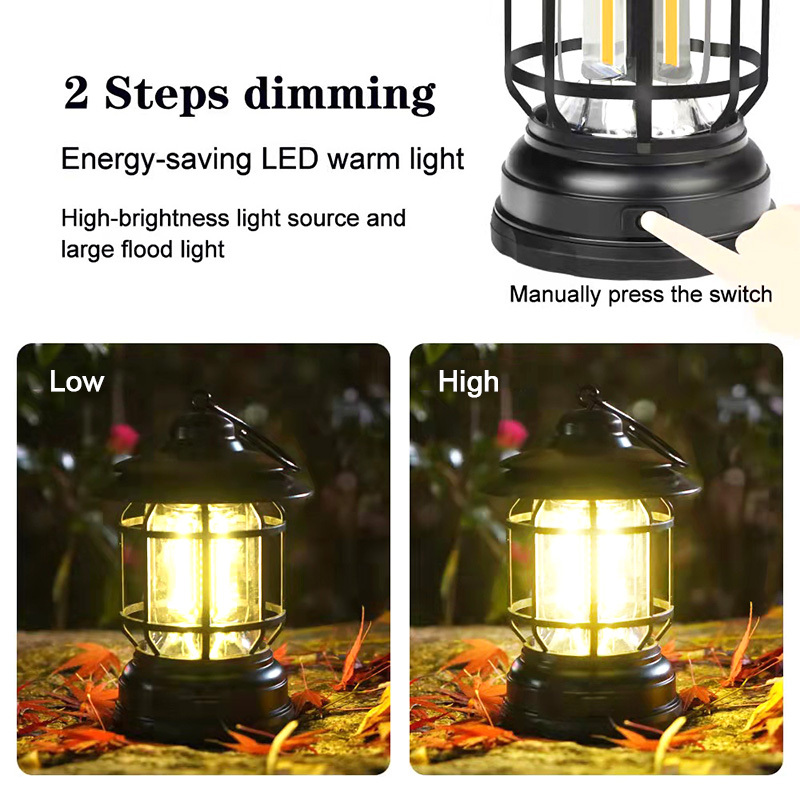 4 Stück LED-Campinglaternen – Wiederaufladbar, Wasserdicht, 3 Modi (hell, Halb, SOS), Mit Haken, USB-C, Für Zelt & Outdoor