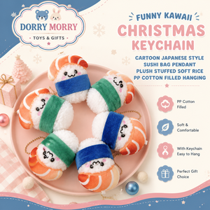 Divertente Portachiavi Natalizio Kawaii, Ciondolo a Forma di Sushi in Stile Giapponese, <span class=keywords><strong>Peluche</strong></span> Morbido Imbottito in Cotone PP - Product Image 1