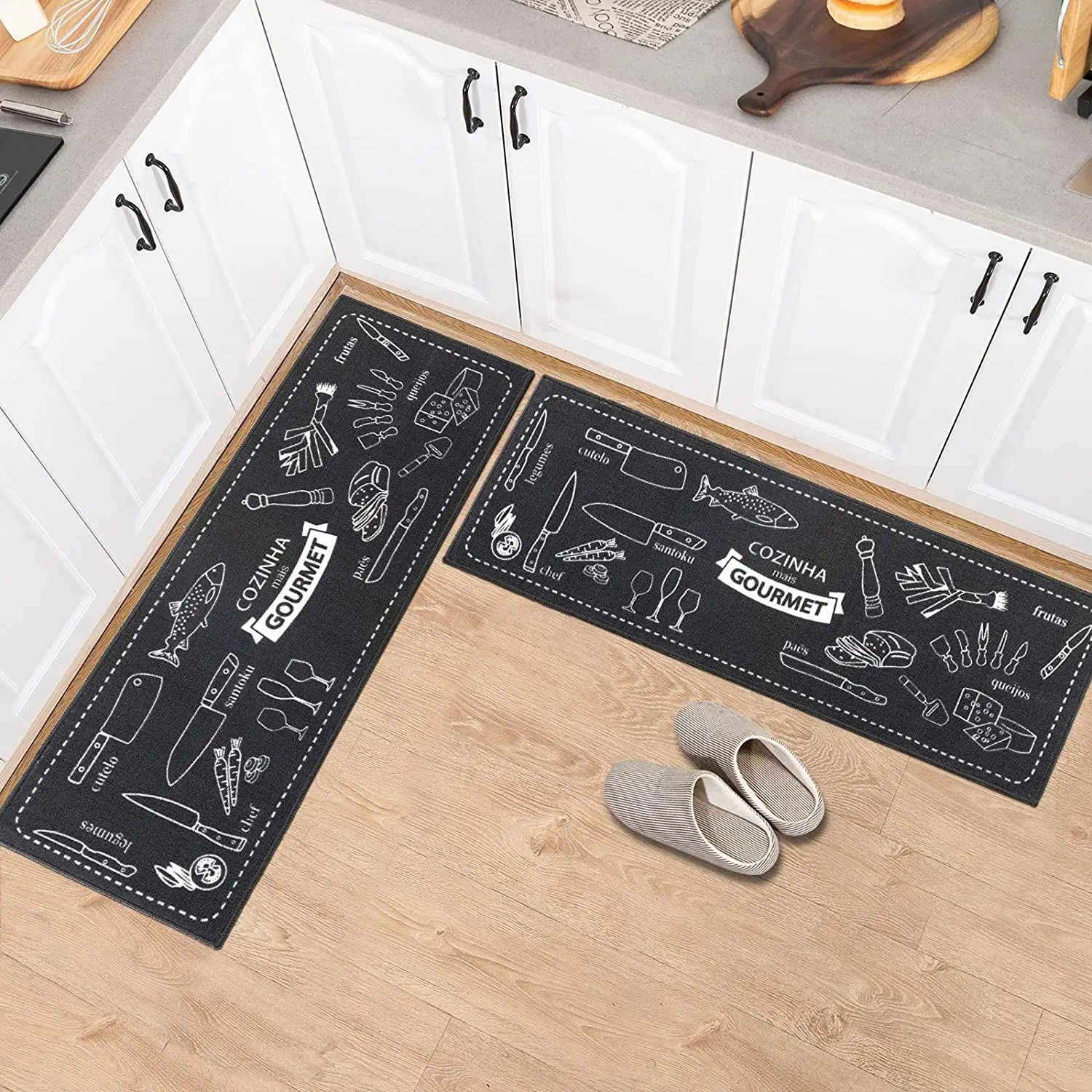 Door Mat Machine washable Non Slip Kitchen/Bathroom Floor Rug 40X60cm Black