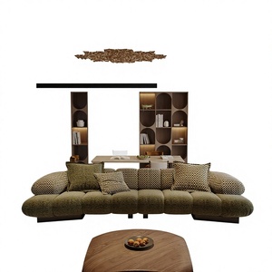Ensemble de canapés modulaires en forme d'alien, design <span class=keywords><strong>Nawi</strong></span>, style rétro, color-block, meubles de salon, style nordique minimaliste, tissu - Product Image 4