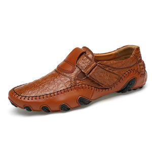 Chaussures décontractées pour hommes, mocassins formels respirants à semelle souple en cuir, grandes tailles, en PU, à enfiler, polyvalents pour le travail et la conduite - Product Image 1