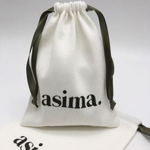 Biodegradable Simple Style 100% Organic Cotton White <b>Drawstring</b> <b>Pouch</b> Bag - Product Image 2