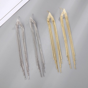Orecchini a Cerchio da Donna Hip Hop Punk Trendy con Nappe a Catena in Ottone <span class=keywords><strong>Dorato</strong></span>, <span class=keywords><strong>Argento</strong></span> S925 Placcato Oro 18K, per Fidanzamento - Product Image 6
