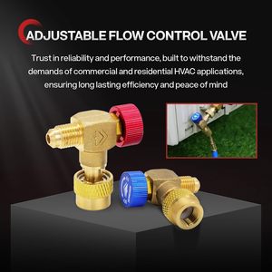 HVAC真鍮銅制御フローマニホールドミニスプリットR134a R22 R302手動AC制御バルブ冷媒充電バルブ - Product Image 4