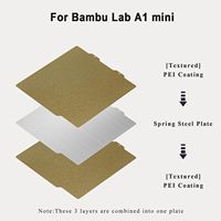 Platform Printer 3D ThxPrint A1 Mini Pelat Baja Tahan Karat Berlapis Bubuk PEI 184 X 184 mm Pelat Baja Pegas PEI Tekstur Ganda