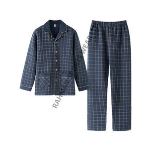 Conjunto de ropa de dormir de satén de seda para hombre, pijamas lujosos de manga larga para noches cómodas y elegantes - Product Image 1
