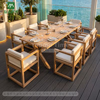 Ensemble de table et de chaises de salle à manger en aluminium pour l'extérieur, moderne et commercial, pour hôtels, restaurants, cafés, villas, complexes hôteliers - Durable et imperméable