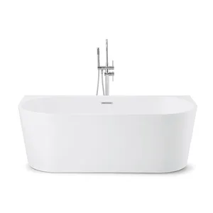 Wholesale Custom Apartment Size Bathtub 1.5m Small Acrylic Solid Surface Bath Tub Hotel Free Standing Soaking Bathtub