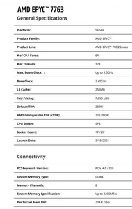 AMD <span class=keywords><strong>EPYC</strong></span> milano 7763 CPU 64 core SP3 processore Server fino a 3.5GHz 100-000000312 - Product Image 5
