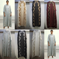 Robe de soirée formelle modeste OEM d'usine Dubaï, rose, en dentelle perlée, à manches longues, en tulle superposé, longue, pour l'Aïd et le Ramadan