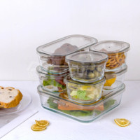 Boîte à lunch hermétique et empilable de 240 ml en verre borosilicate avec couvercle