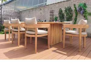 Ensemble de salle à manger d'extérieur en teck de qualité supérieure certifié, mobilier de jardin en teck massif résistant aux intempéries, table et chaises de luxe durables - Product Image 5