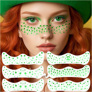 Patricio Día Celebración Cara Patrones Sexy Verde Bandera irlandesa Globos Papel Tréboles temporales Tatuajes intermitentes Sombreros - Product Image 1