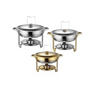 YolecenFor Ensemble de réchauds de buffet en acier inoxydable, pot rond 60L, design moderne et minimaliste, sans poignées, pour hôtels, restaurants et banquets
