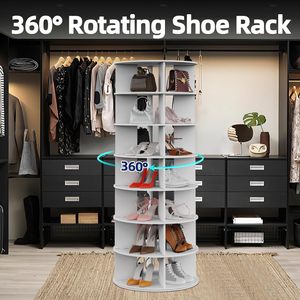 Scarpiera Girevole a 7 Ripiani <span class=keywords><strong>in</strong></span> <span class=keywords><strong>Legno</strong></span>, Organizzatore per Armadio, Contiene Numerose Scarpe, Scaffale Rotante a 360° - Product Image 3
