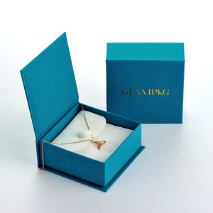 GLAMPKG Custom Gold Logo <b>Book</b> Style Paper Jewelry Magnetic Packaging <b>Box</b> Earring Necklace Ring Microfiber White Pouch - Product Image 1