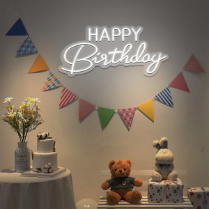 ไฟนีออนตัวอักษรสุขสันต์วันเกิด วัสดุ ABS ไฟนีออนสำหรับตกแต่งบ้าน สำนักงาน งานวันเกิด ห้องนอนเด็ก ใช้ไฟ AC DC - Product Image 5