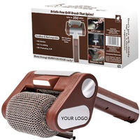 Brosse de nettoyage électrique rechargeable pour barbecue, rotative, en acier inoxydable, sans poils, de qualité alimentaire, avec manche en plastique