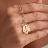 Pendentif Arbre à Vie Personnalisable en Acier Inoxydable 316L, Collier Pin du Liban Plaqué Or 18K pour Femmes et Hommes