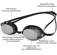 OEM personnalisé professionnel lunettes de natation revêtement miroir sport lunettes de natation UV PC lentille étanche lunettes de natation pour adulte