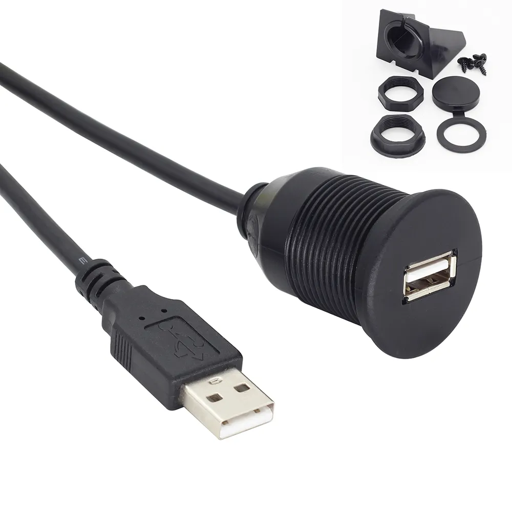 Kabel USB Flush mount untuk mobil Dash USB soket pengisi daya Port DIY Upgrade Aksesori Mobil