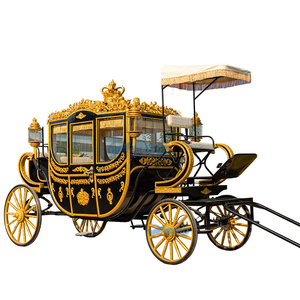 Carruaje Eléctrico de Estilo Real Negro y Dorado, de 4 Ruedas, para Bodas, Elegante Carruaje Eléctrico Turístico en Venta - Product Image 2