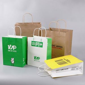 ถุงกระดาษคราฟท์รีไซเคิลรักษ์โลก สีดำขาว พร้อมหูหิ้วสีน้ำตาลและริบบิ้น สำหรับร้านอาหารแบบนำกลับบ้าน/ร้านขายของขวัญ - Product Image 2