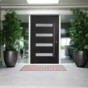 Luxo aço inoxidável segurança porta entrada principal moderno portas exteriores pivô portas dianteiras