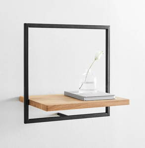 Aangepaste Zwarte Natuurlijke Metalen Draad Hout Display Muur Opknoping Huis Plank