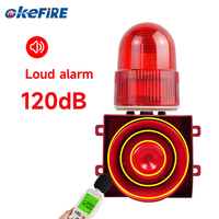 Sistema de alarma de bocina de sirena de seguridad con Sensor de movimiento Okefire, luz de sonido de 120dB, advertencia estroboscópica para conducir al aire libre, clasificación IP65