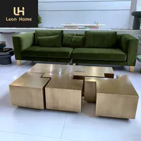 Hot Selling 6 Sätze Licht Luxus Gold Kombination Couch tisch Wohnzimmer moderne Messing Villa Couch tisch