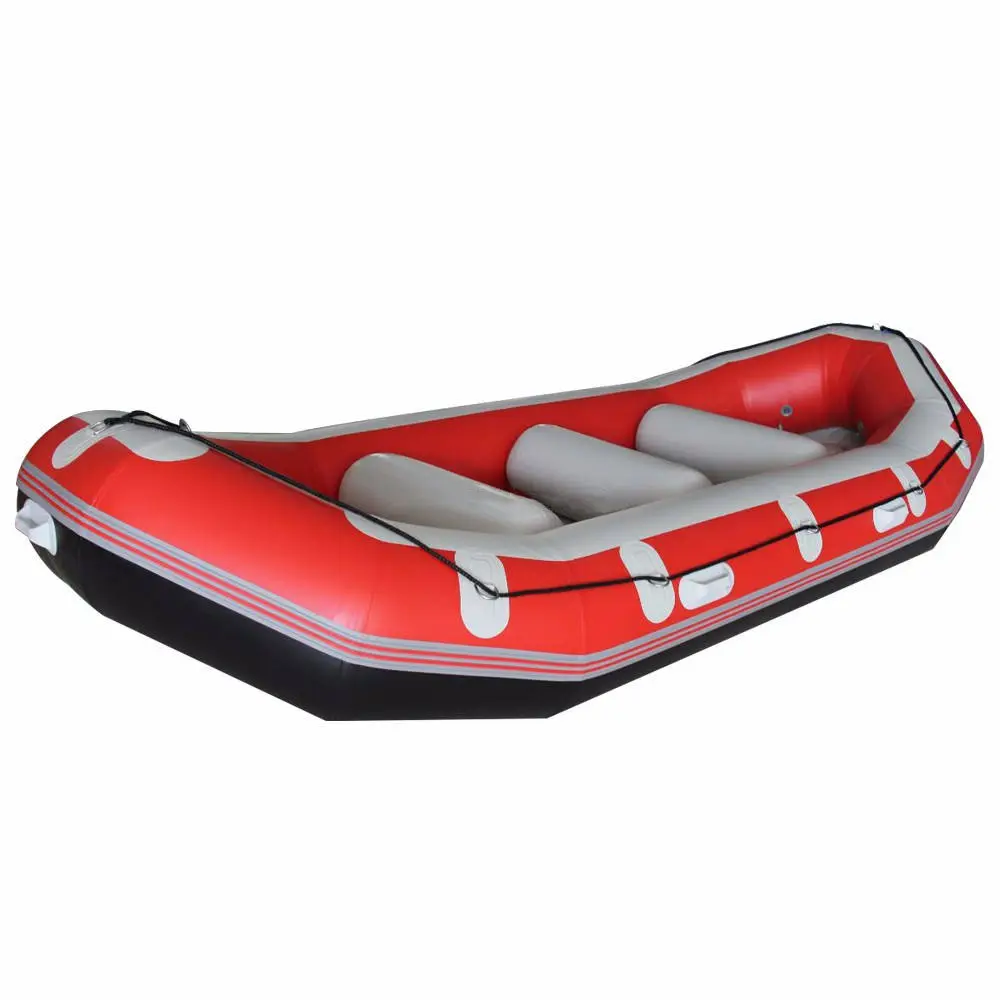 Kırmızı PVC/hipalon sallar 6-8 kişi nehir sal yüksek hızlı şişme bot güçlü rafting botu
