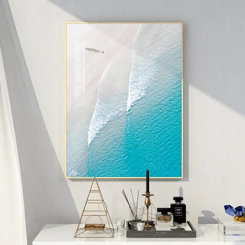 modern beach scenery picture decorative painting blue seascape poster wall art canvas print for living room