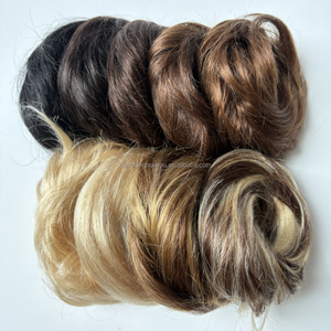 Ciambelle di coda di cavallo <span class=keywords><strong>capelli</strong></span> umani Chignon parrucchino Updo ciambelle Remy <span class=keywords><strong>extension</strong></span> <span class=keywords><strong>capelli</strong></span> elastici elastici elastici elastici castano biondo - Product Image 1